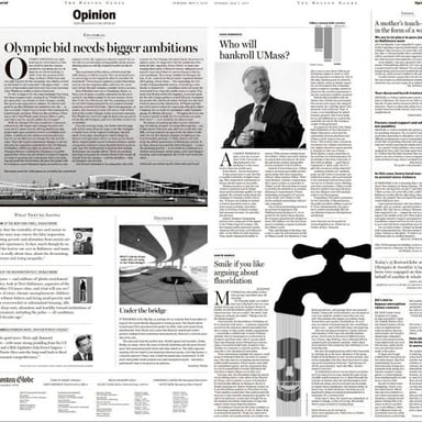 A newspaper opinion page featuring a signed commentary column.
