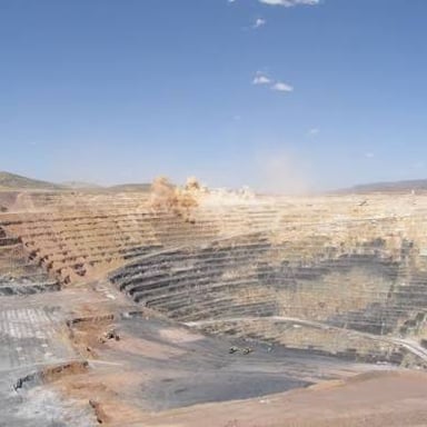 Rock ore exposed at a mine