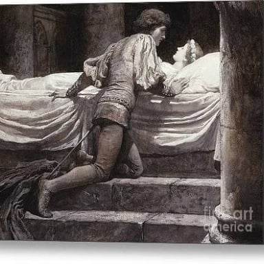 An artistic depiction of Romeo and Juliet’s tragic final scene.