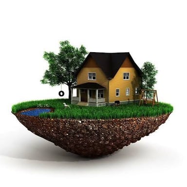 A house and the land surrounding it, representing real estate