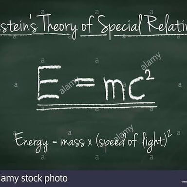 A chalkboard illustration of concepts associated with Einstein’s theory of relativity