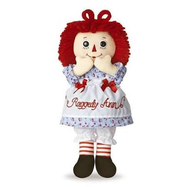 Raggedy Ann cloth doll with red yarn hair