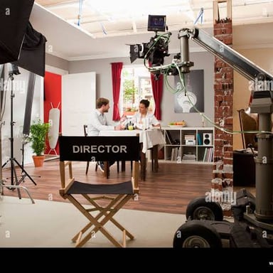 An actor performing a scene on a film set.