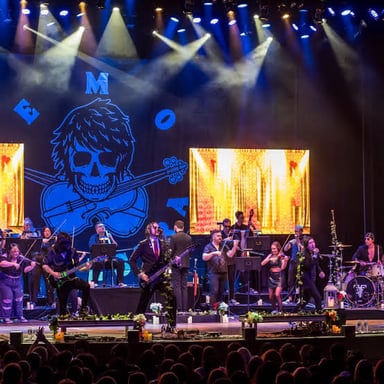 A rock band performing with the emotionally expressive style associated with emo music.