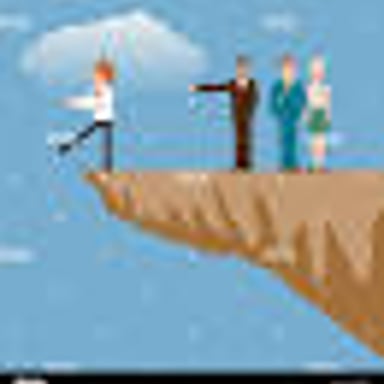 A person at a fork in a path, choosing a route that leads away from the intended way.