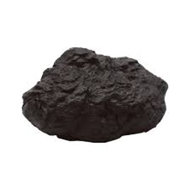 A compact, irregular piece of coal.