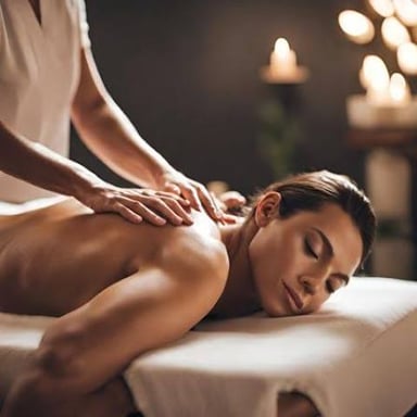 Hands applying pressure to a person's shoulder during a massage.