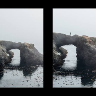 A photograph shown before and after its edges are cropped
