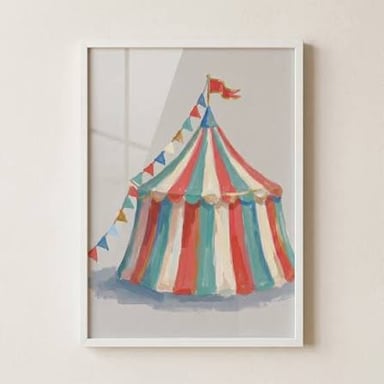 A large striped circus tent, the traditional setting for a circus’s main performances.