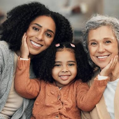 A grandmother pictured with her adult daughter
