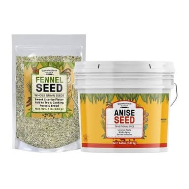 Fennel seeds, the seasoning in Italian sausage associated with a sweet anise-like flavor.