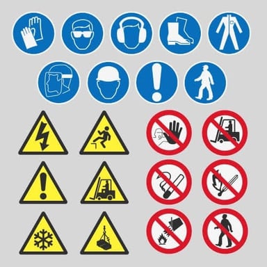 A workplace safety sign displaying the OSHA name and safety information.