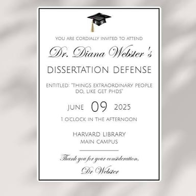 A doctoral candidate defending a dissertation before an academic committee.