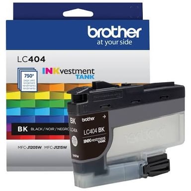 A printer ink cartridge beside a desktop printer.