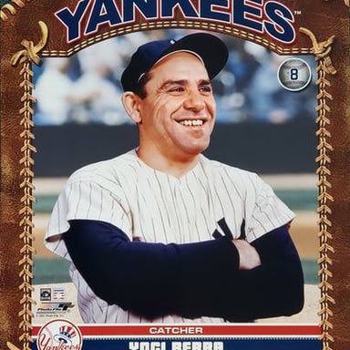 Yogi Berra in his New York Yankees uniform.