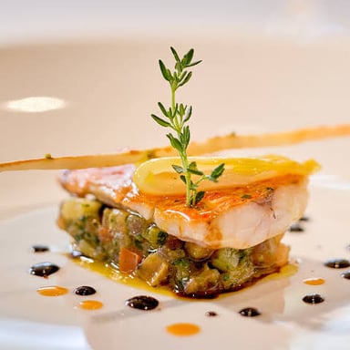 An elaborately plated fine-dining dish