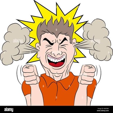 An angry person showing a visibly frustrated expression