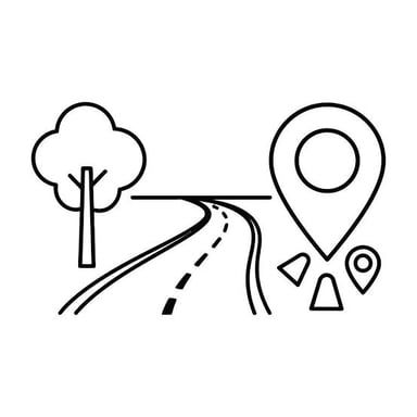 A road map showing a route between two locations.