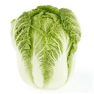 A whole pale-green napa cabbage.