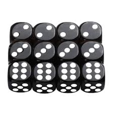 A six-sided die with pips, like the kind used to move around a Monopoly board.