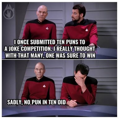 A playful visual about a pun and the groan it can provoke.