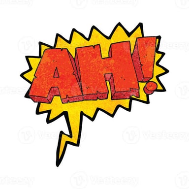 A speech bubble with “Hah!” expressing skepticism or dismissal.