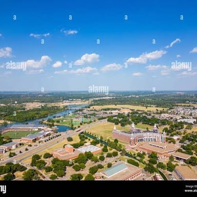 A view of Baylor University near the Brazos River in Waco, Texas.
