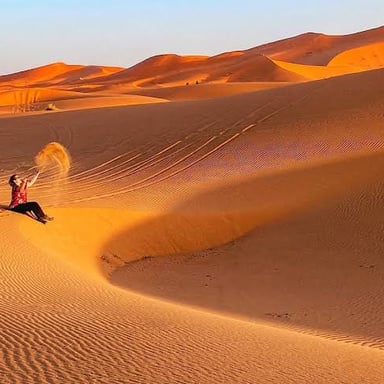 Sand dunes stretching across the Sahara Desert in North Africa
