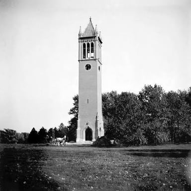The Iowa State University campus in Ames, with the Campanile visible.