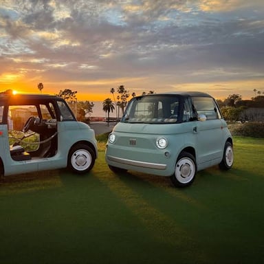 A compact Fiat 500, a well-known model from the Italian automaker.
