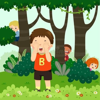 A player searching for others in a game of hide-and-seek.