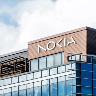 The Nokia logo on a company building or sign.