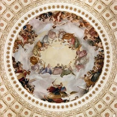 The interior of the U.S. Capitol dome showing The Apotheosis of Washington