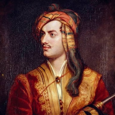 A portrait of Lord Byron, the English Romantic poet who supported Greek independence.
