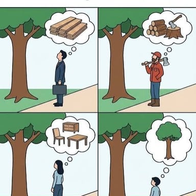 A person looking at and noticing an object.