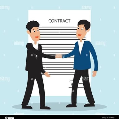 Two people shaking hands after reaching an agreement.