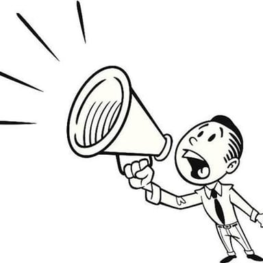 A person calling out with an expressive open-mouthed exclamation