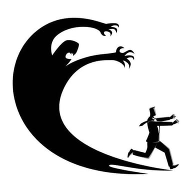 A person reacting with alarm to a shadowy, potentially frightening shape.