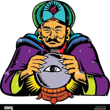 A psychic medium using a crystal ball