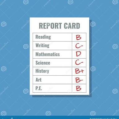 Report card showing a D grade