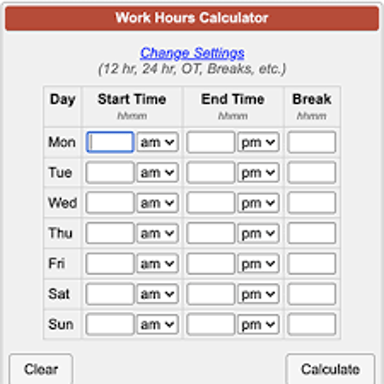 A work schedule displayed alongside a clock