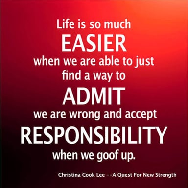 A person acknowledging responsibility for a mistake.
