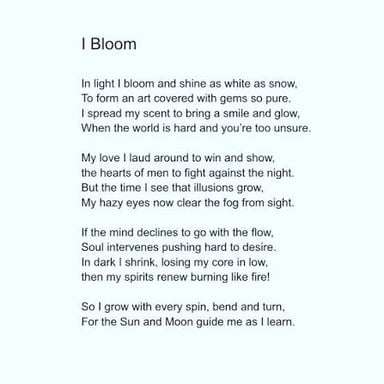 A page of poetry arranged in lines, representing the traditional 14-line sonnet form.