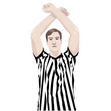 A basketball referee signaling a serious foul during a game.