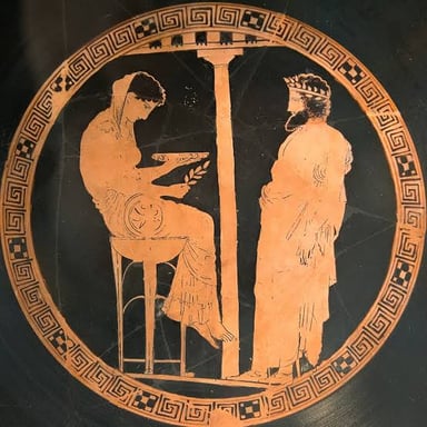 An illustration of an ancient seer or oracle delivering a prophecy.
