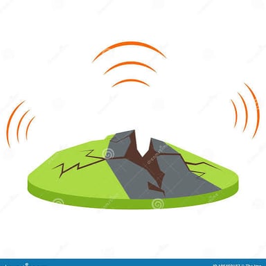 An illustration of the ground shaking during a small tremor.