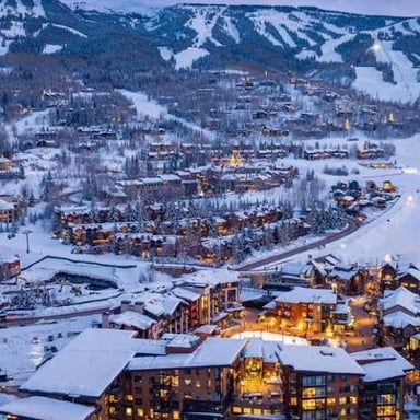 Aspen, Colorado, a mountain town surrounded by the Rocky Mountains.