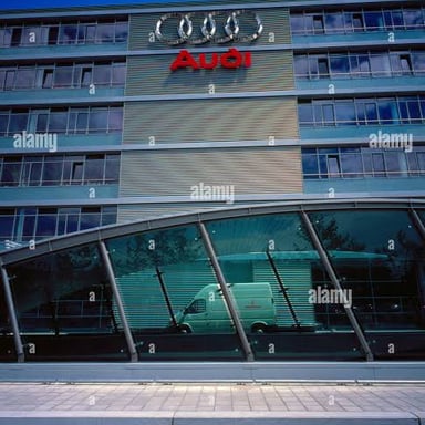 Audi automobiles outside a factory in Bavaria