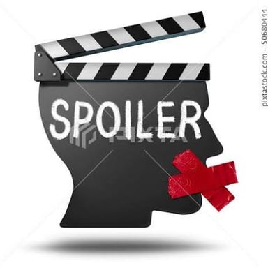 A visual warning indicating that a movie spoiler may be revealed.