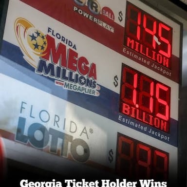 A lottery jackpot display showing a large prize.